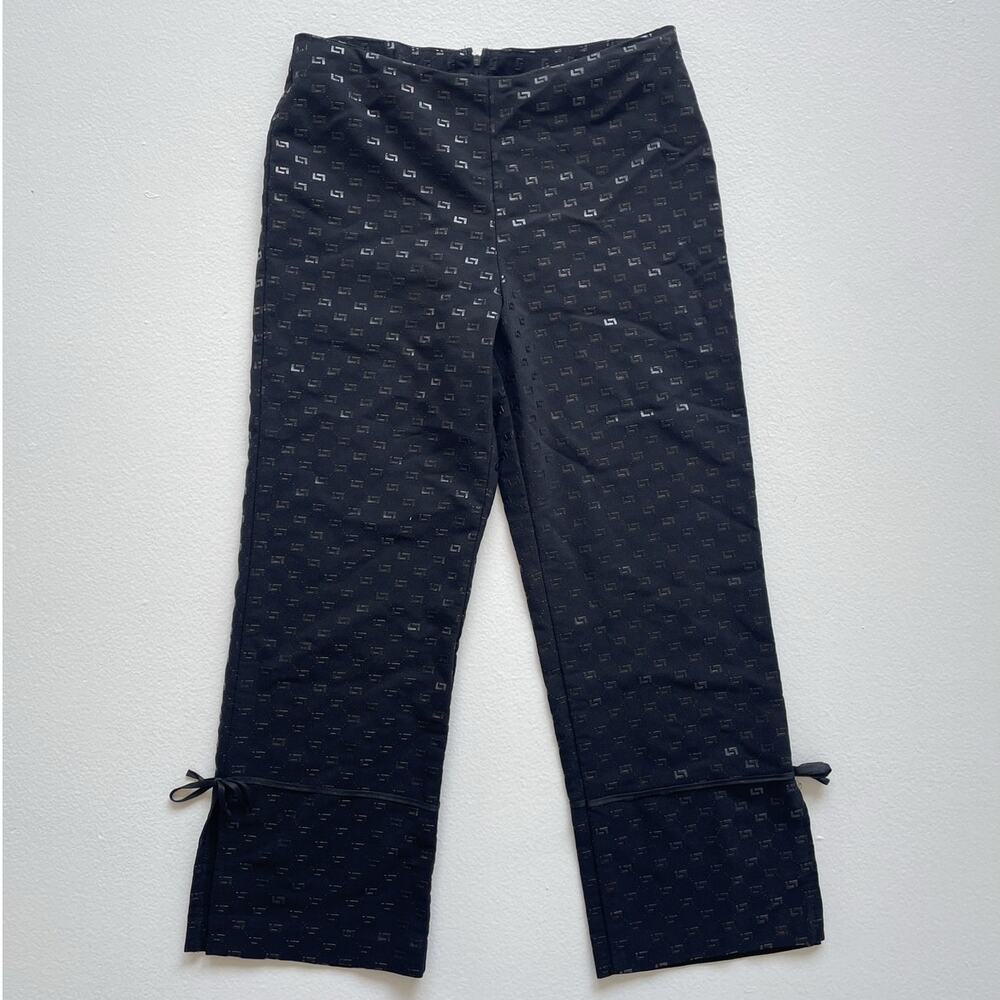 Vtg 90s Black Raised Geometric Patterned Capri Pants / Sz S / Coquette Glam Chic